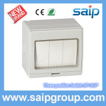 Saip Saipwell Interruptor electrónico de 3 bandas de alta calidad a prueba de agua de 250 V con control doble, IP55